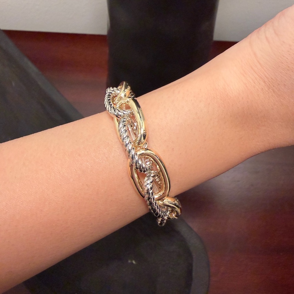 Elegant Gold and Silver Chain Bracelet